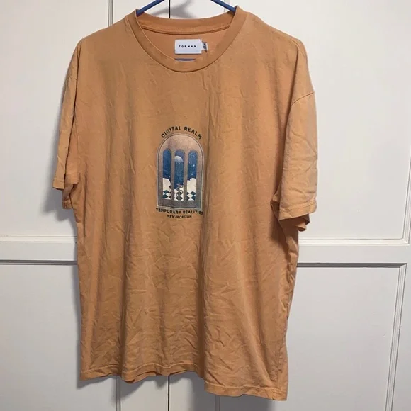 Topman Medium Apricot Graphic Digital Realm Short Sleeve Tee - Picture 1 of 14